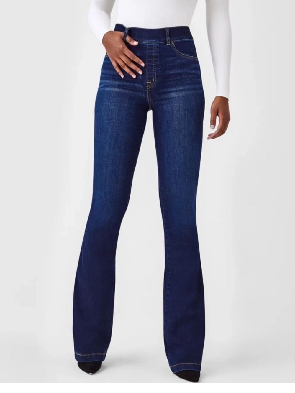 SPANX Flare Jeans Pull On Stretch Midnight Shade Women’s Size L